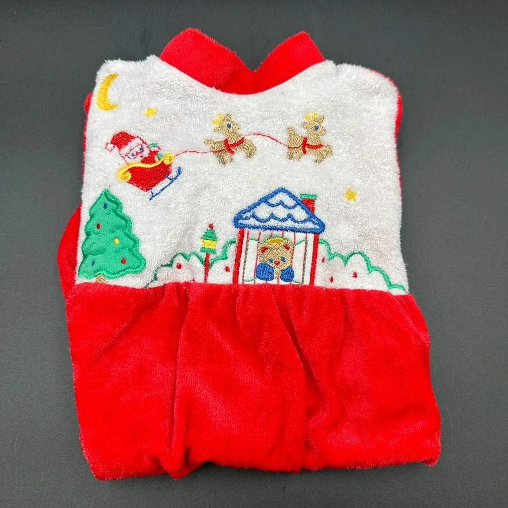 Vintage Little Me Christmas Santa Reindeer Footed Pajamas‎ One Piece Outfit
